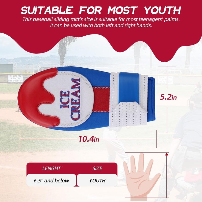 Big Crazy Sliding Mitt, Baseball Softball Sliding Glove for Youth Kid, Hand Protection for Left & Right Hands, Flexible Breathable Durable, Funny Design Ice Cream, Joker Smile, Coconut Tree - Image 4
